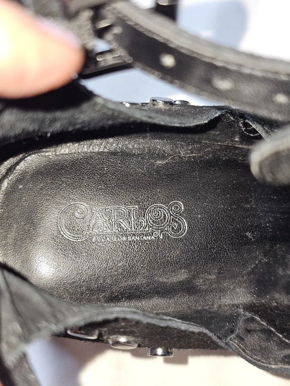 Carlos by Carlos Santana Black Studded Cutout Ankle Boots Size 8M